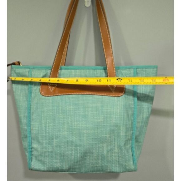 🐢 Fossil Keyper Blue Tote Bag with Tan Accents - Picture 3 of 11